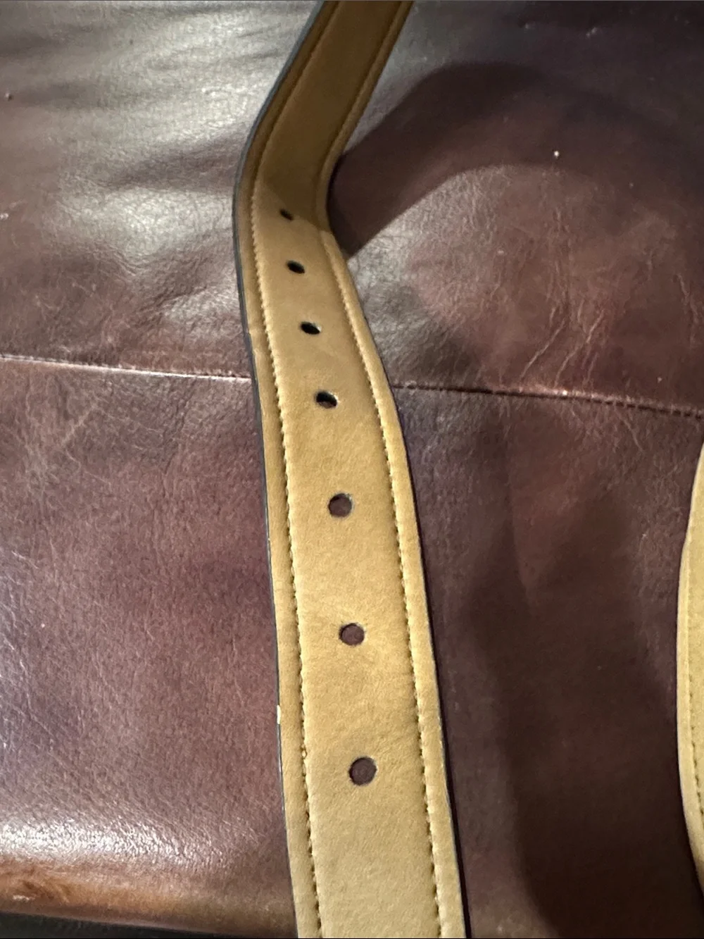 Stafford Brown faux Leather Belt with Brass-Tone Buckle